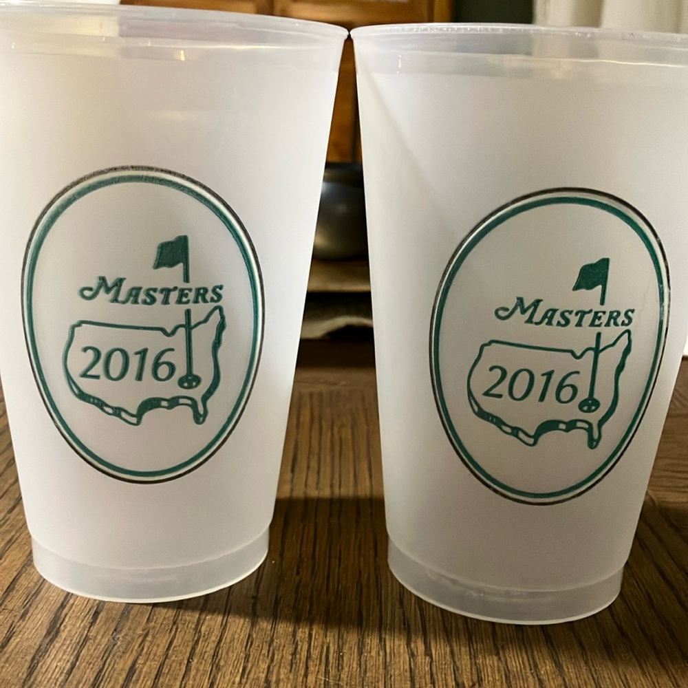 Masters Golf Tournament Plastic Drinking Cups 2016 x2